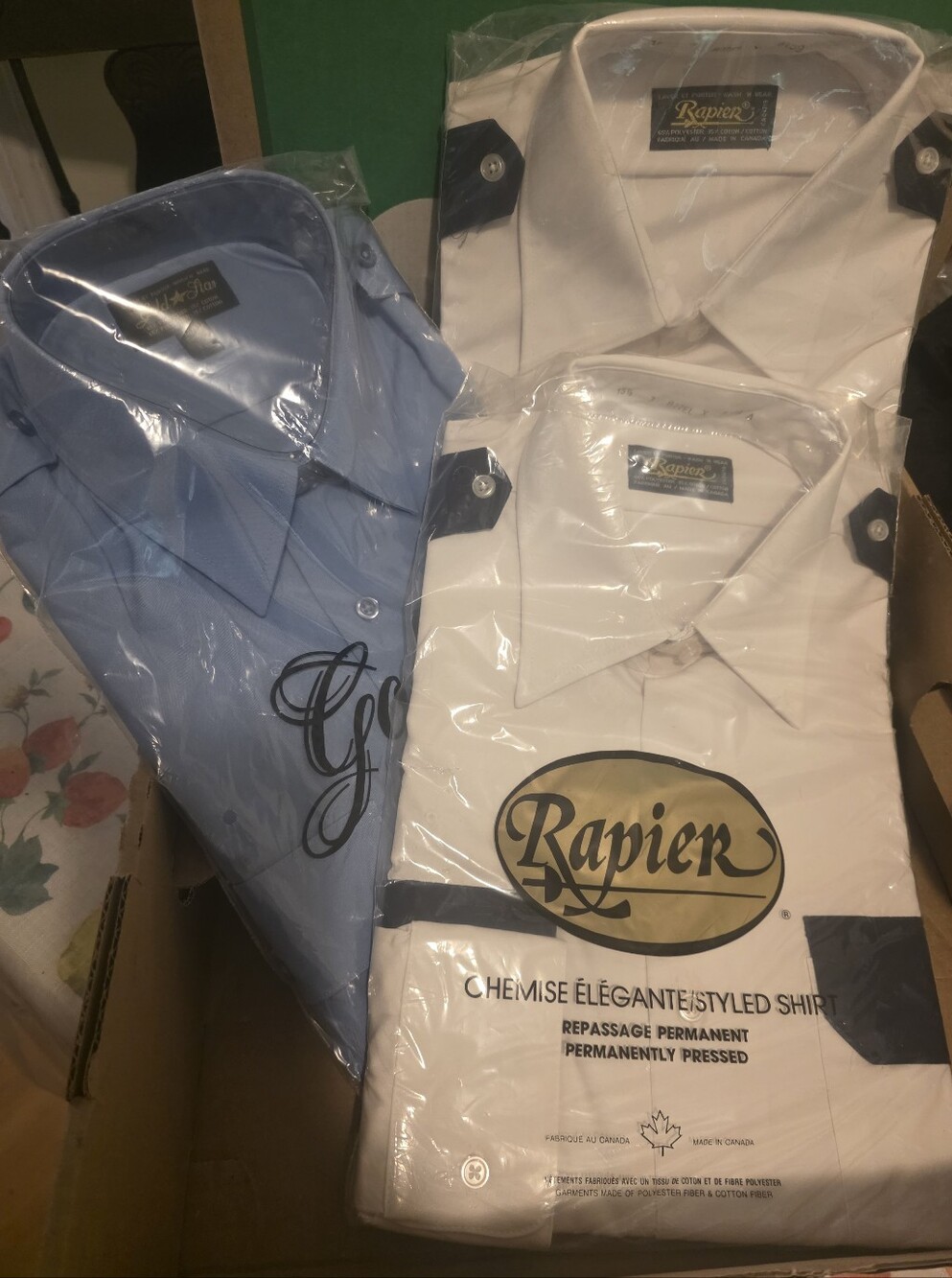 Rapier Security Worker Men's Dress Shirt - White & Light Blue With Tabs